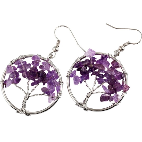 Amethyst Tree of Life Earrings NWT - Picture 3 of 4